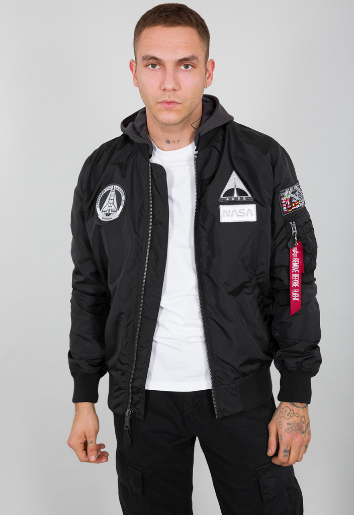 Alpha Industries MA-1 TT Hood NASA bunda pánska black čierna