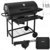 Veľký záhradný gril na drevené uhlie s poklopom, policami, popolníkom a prenosným roštom