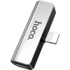 Adapter audio HOCO LS25 konvertor Lightning - Jack 3,5mm + Lightning, stříbrný