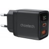 Choetech PD6052 GaN sieťová nabíjačka USB / USB-C 35W, čierna