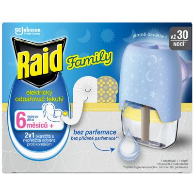 Raid Family elektrický odparovač s tekutou náplňou proti komárom 30 nocí 21 ml