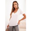 Polski Dámska bavlnená blúzka s výstrihom do V a krátkym rukávom Boris Farba: Biela, Veľkosť: UNI
