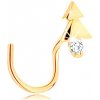 Šperky eshop - Zahnutý zlatý piercing do nosa 585 - lesklý stromček s čírym zirkónom GG140.12