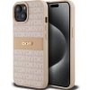 DKNY PU Leather Repeat Pattern Tonal Stripe Apple iPhone 15 Pink DKHCP15SPRTHSLP