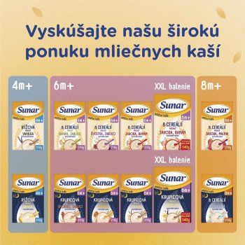 Sunar kaša mliečna 8 cereálií mix príchutí 8m+ 6 x 210 g