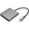 DIGITUS Adaptér USB-C - 2x HDMI, 18 cm 4K/30Hz, stříbrný, hliníkový kryt DA-70828 Digitus