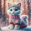 Diamantový obraz Mačiatko v zime