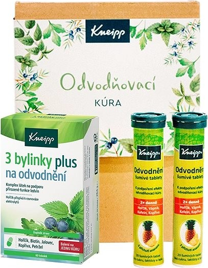 Kneipp Dárková sada Odvodňovací kúra Kneipp 3 bylinky na odvodnění tobolky na odvodnenie organizmu 60 ks + Kneipp Odvodnění šumivé tablety na odvodnenie organizmu 40 tbl