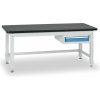 Pracovný stôl do dielne BL so závesným boxom na náradie, MDF + PVC doska, 1 zásuvka, 1500 x 750 x 800 mm