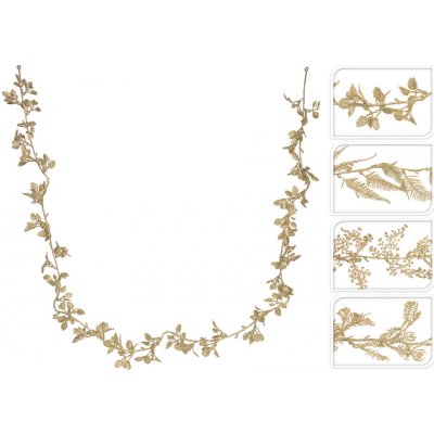 Koopman Girlanda zlatá vetvička s lístkami 170 cm 4 dizajny