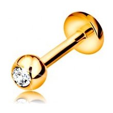 Šperky eshop briliantový piercing do pery a brady zlato gulička s diamantom BT503.58