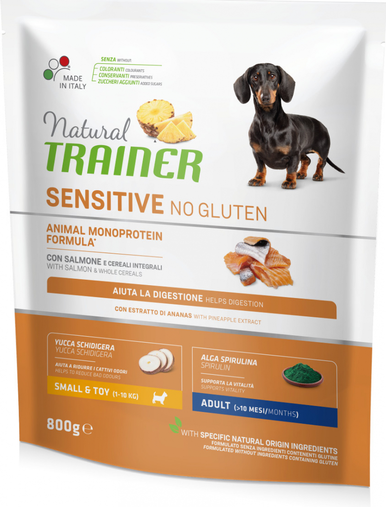 Trainer Natural Sensitive No glutén Puppy & Jun Mini losos 0,8 kg