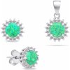 Brilio Silver Set šperkov so zirkónmi a zeleným opálom SET231WG (prívesok, náušnice)