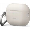 Silikónové Puzdro pre AirPods Pro 3 Case, karabínka v balení - béžové