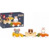 Drevené hračky - magnetické vozidlá s domácimi zvieratkami 18m+, Janod