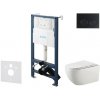 kielle Genesis New - Set predstenovej inštalácie, klozetu Gaia, Rimless, dosky softclose a tlačidla Gemini New II, matná čierna 30528SS15
