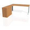 Hobis Pracovný stôl Flex, ergo, pravý, 180x75,5x200,0 (40x80) cm, jelša/kov