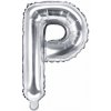 PartyDeco Fóliový balón Mini - Písmeno P 35cm strieborný