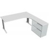 Hobis Pracovný stôl Flex, ergo, ľavý, 180x75,5x200,0 (80x40) cm, biela/kov