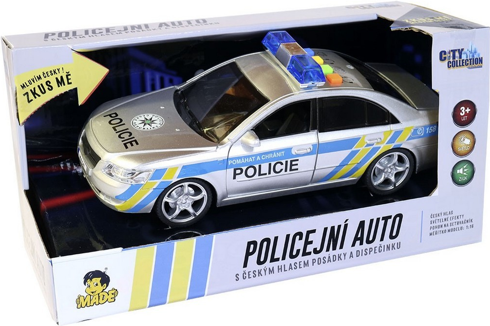 MaDe Policajné auto s českým hlasom na zotrvačník 24 cm