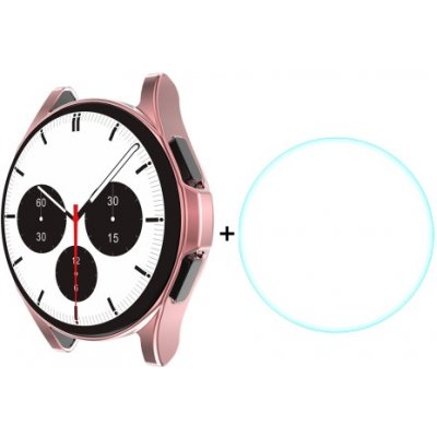 ENKAY Obal s tvrdeným sklom pre Samsung Galaxy Watch 4 Classic 42mm ružový 34014