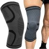 Športová kompresná bandáž na koleno - veľkosť L (Elastická ortéza na koleno 40–45 cm na tréning, beh a fitness čierna)