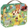 Puzzle pre deti Deň na farme Janod v kufríku 24 ks od 3 rokov