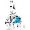 Charm Sterlingové stříbro 925 Mini medailon slon v barvě torkwise, přívěsek na náramek zvíře