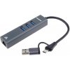 PremiumCord Adapter USB-C a USB-A na Gigabit 10/100/1000Mbps + 3x USB3.2 konektor / ku31ether06