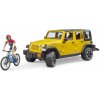 Bruder 2543 Auto Jeep Wrangler Rubicon s figurkou cyklista
