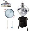 Perfect Cauldron kotlík na guláš s nitmi nerez 0,8 mm 20 l INOX, Paella panvica 46 cm oceľ, Perfect Cauldron kotlina 42 cm KOV, pokrievka nerez 46 cm INOX, vareška 50 cm SMREK, naberačka antikor INOX