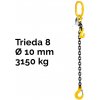 Jedno záves reťazový, oko-hák, skracovač, nosnosť 3150 kg, G8-10, Certifikát, ČŽ 3 150 kg 2,5 m Čierna