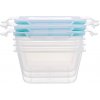 Dóza MagicHome Lunchbox set YH3 sada 3 ks, 600 ml (13,5x13,5x7,5 cm) štvorcová, Clip