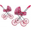 LEAN TOYS Kočík pre bábiky, veľké kolesá, skladací - ružové srdiečka