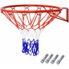 Costway Basketbalový kruh COSTWAY Ø 45 cm so sieťou, basketbalový kôš z oceľového rámu a nylonovej siete odolnej voči poveternostným vplyvom, basketbalový kôš na vnútorné aj vonkajšie použitie