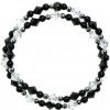 Glosery wrap náramok zdobený krištáľmi Swarovski®, korálky z chirurgickej ocele, lesklý čierny achát 4mm Obvod zápästia: S 16 cm
