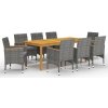 Zostava záhradného nábytku z dreva VidaXL, sivá, 9-dielna
