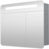 Zrkadlová skriňa 80 cm, 2 dvere, 2x pánt, LED osvetlenie, zásuvka+vypínač, IP44 GALPIR80LED