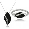 Luxusný darčekový set náhrdelníka a náramku YVON v čiernostriebornej kombinácii