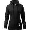 Zamilovaná mačka spredu mikina dámska trendy zipper s kapucňou Čierna