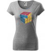 Rubikova kocka kreslená - Dámske tričko Pure - S ( Tmavosivý melír )