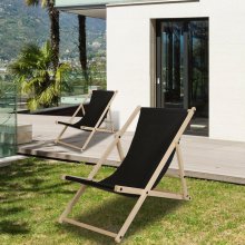 Jiubiaz Relax Lounger Sun Chair Chair Lounger Cosy Foldable Wood Čierna 2 ks