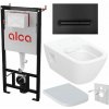 Alcadrain Set modulu do sádrokartonu, Geberit WC Selnova Square, sedátka a tlačítka M1878, matná černá 1 set