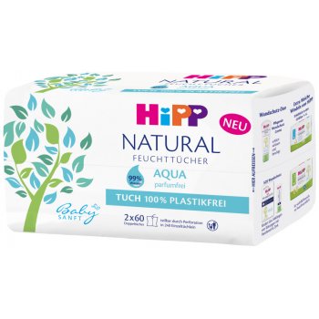 HiPP Babysanft Čistiace vlhčené ubrúsky Aqua Natural 2 x 60 ks