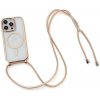 AppleMix Kryt pre Apple iPhone 12 Pro - Podpora MagSafe + šnúrka - gumový - priehľadný / zlatý