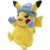 Jazwares Pokémon plyšová hračka Pikachu so zimnou čiapkou plyšová figúrka cca 20 cm