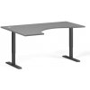 Ergonomický výškovo nastaviteľný stôl, 160x120 cm, 1 motor, L/P, čierna podnož, grafit