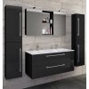 VCM VCM 5-dielna umývadlová skrinka Budasi s 2 vysokými skrinkami, čierna