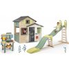 Set domček Priateľov a šmykľavka s trojitou vlnou Friends Evo Playhouse Life Smoby rozšíriteľný s kuchynkou pre záhradníkov