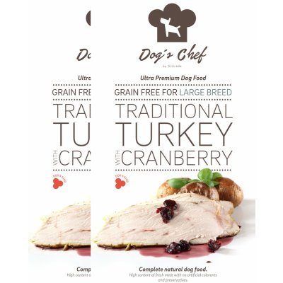 2x DOG’S CHEF Traditional Turkey with Cranberry for LARGE 15 kg + DOPRAVA ZDARMA